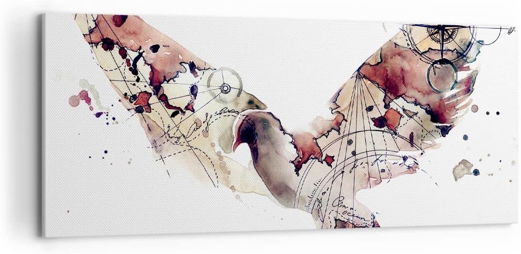 Wandbilder Dekoration Wohnzimmer Vogel Abstraktion Panorama Bilder auf Leinwand 120x50cm Leinwandbil