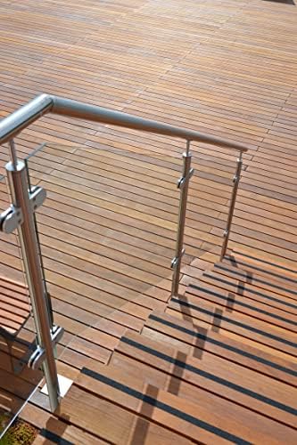 Sellon24® Glashalter 4 Stück Edelstahl Glasklemmen Klemmhalter für Geländer Balkon Rund V2A 40 x 50