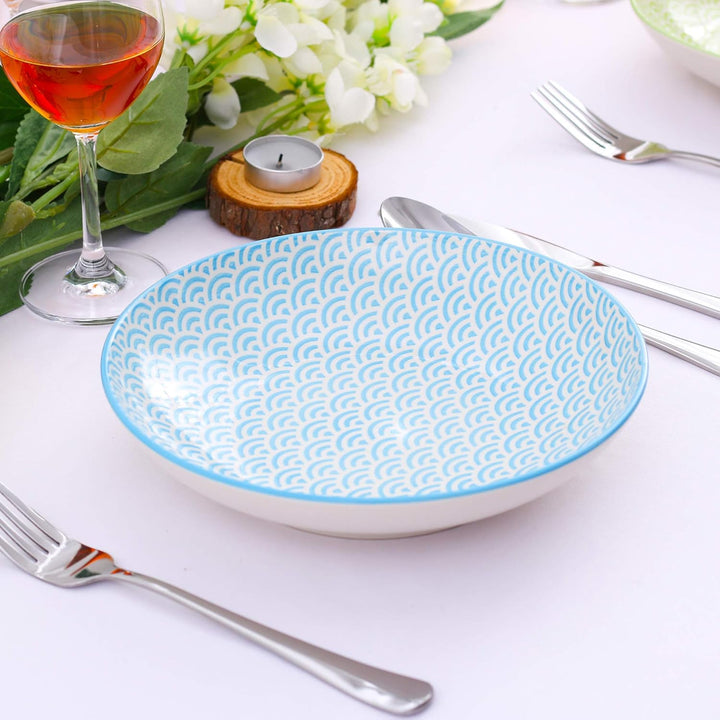 vancasso Natsuki 8 tlg. Porzellan Suppenteller, Ø 21,5 cm Tiefteller Set,700ml Mehrfarbig 8 Stück Na