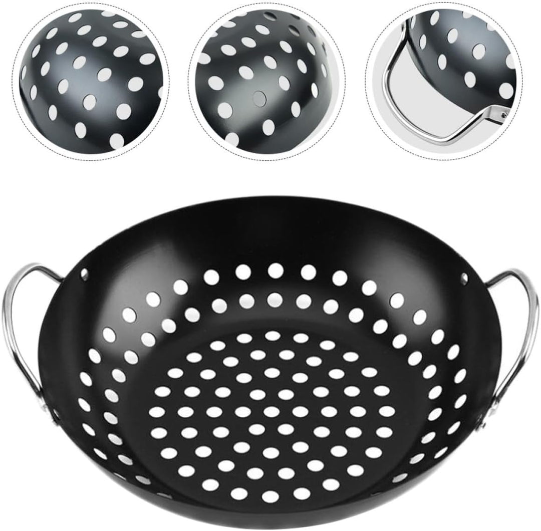 MAGICLULU Grilltopf aus Eisen mit Antihaftbeschichtung und Komfortablem Doppelgriff für Outdoor Barb