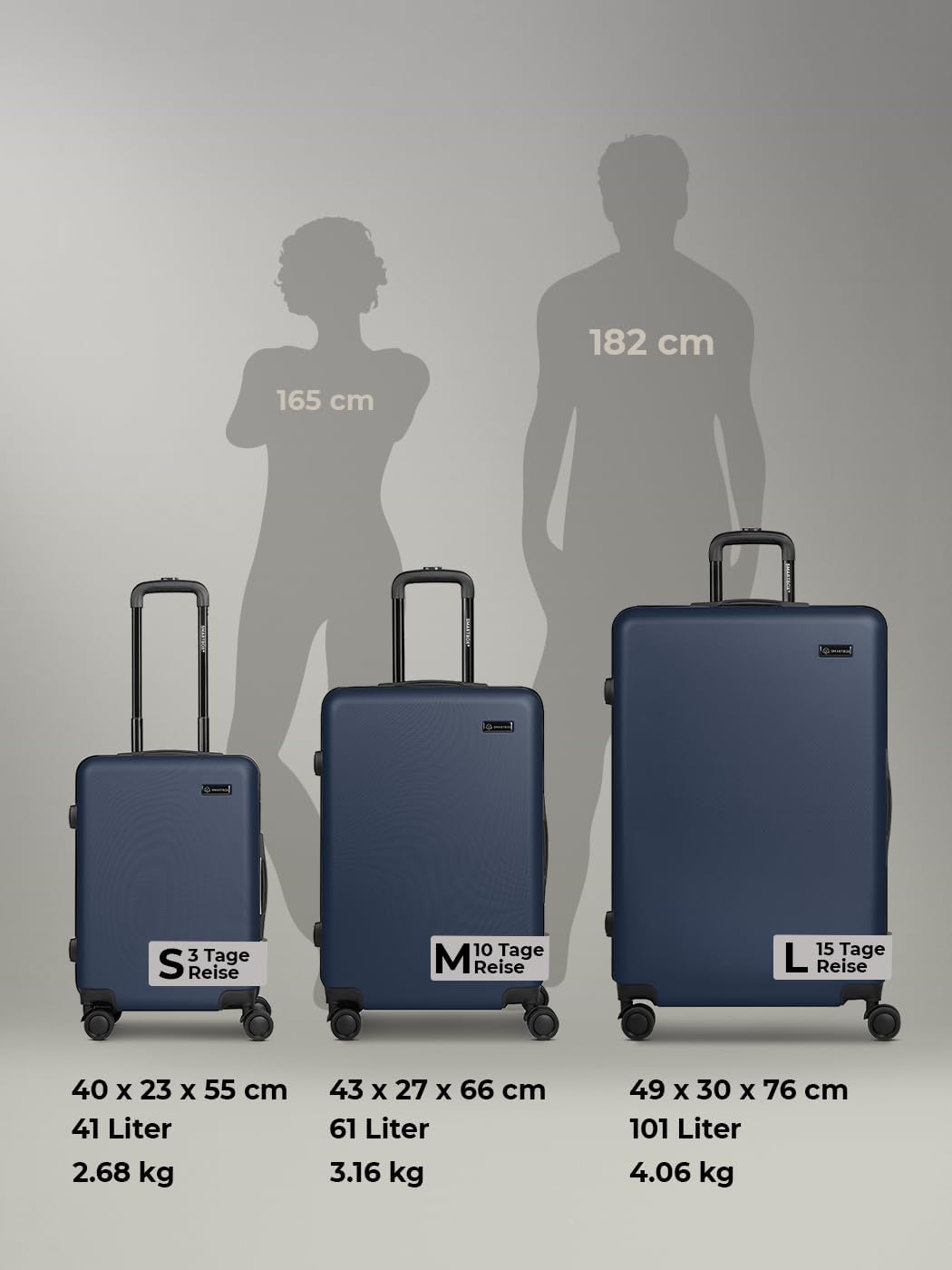 Smartbox Hartschalen Koffer-Set 3-teilig für Damen & Herren | leichte & stabile Reise-Trolleys aus h