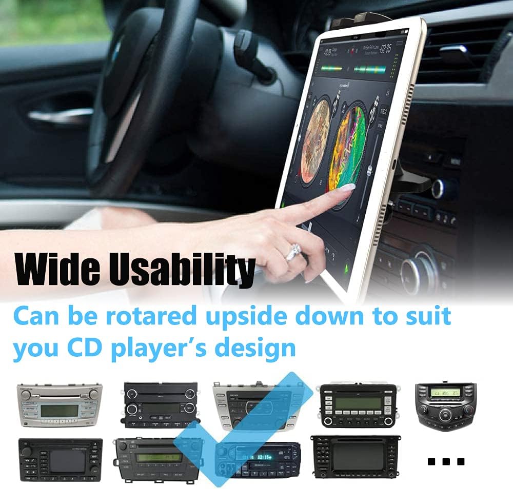 Stabile CD Schlitz Auto Tablet Halterung, woleyi CD Player KFZ Tablet Handyhalterung mit voller Dreh