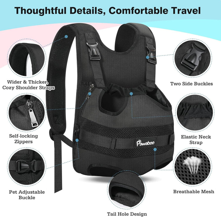 Pawaboo Haustier Rucksack Front Hund Tragetasche, Beinen heraus Rucksäcke Haustier, Verstellbar Hund