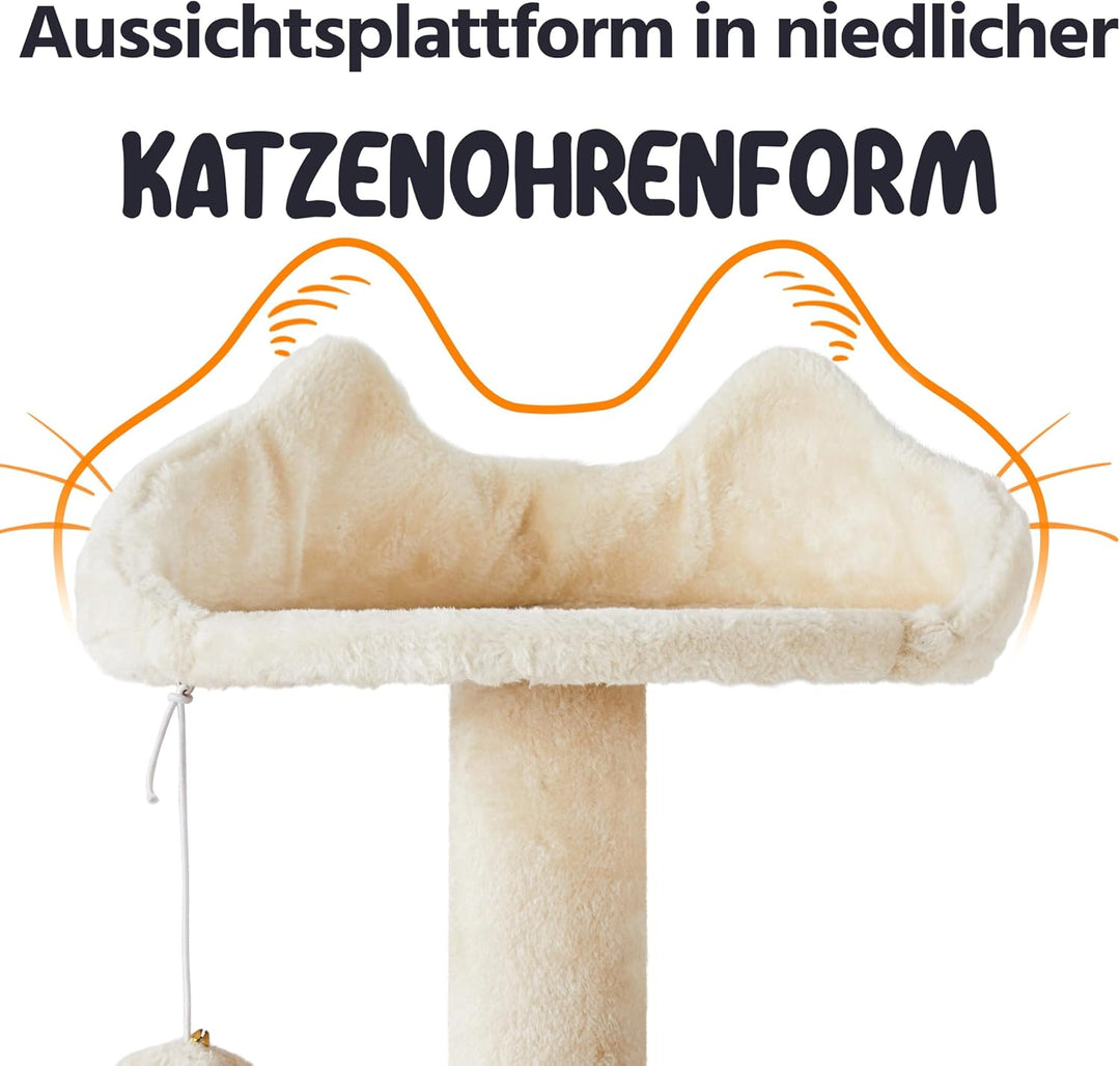 Yaheetech 178 cm Kratzbaum gross Stabiler Katzenbaum mit 2 Höhlen beige | FSC-zertifizierte Spanplat