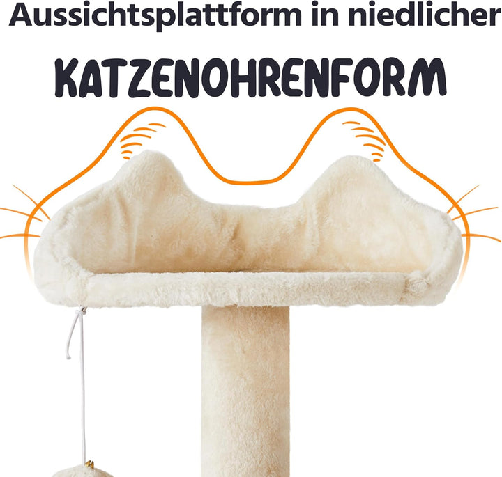 Yaheetech 178 cm Kratzbaum gross Stabiler Katzenbaum mit 2 Höhlen beige | FSC-zertifizierte Spanplat