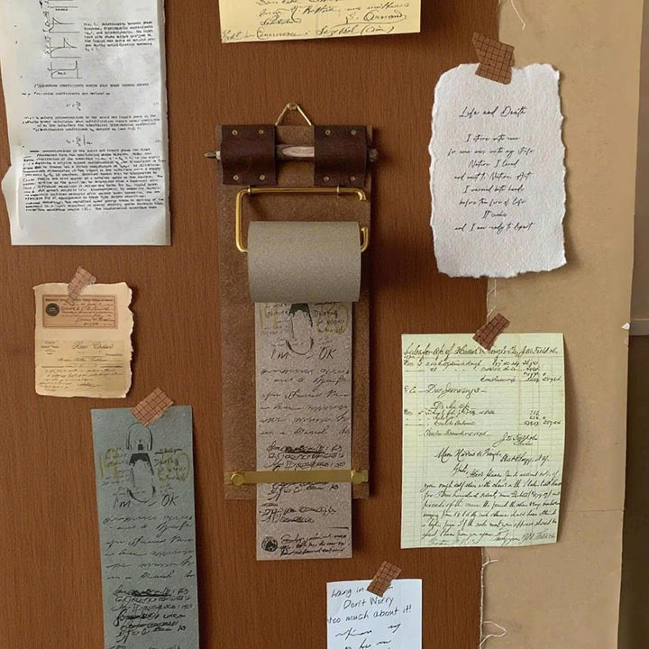 Küchen-Klemmbrett, Retro-Notizblock, Nachrichtenbrett, Wandmontage, Notizpapier mit Papierrolle, Hol
