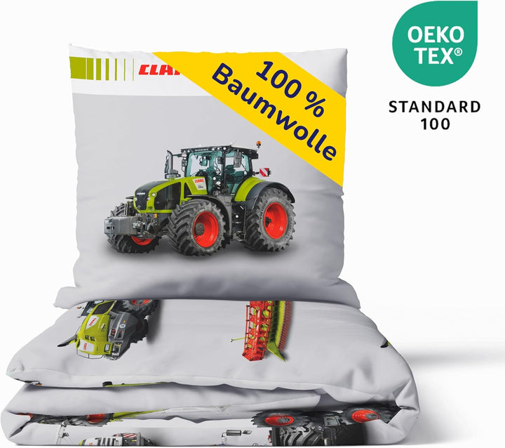 Dobnig Claas Mähdrescher Traktor Weiche Biber-Bettwäsche 135x200 cm