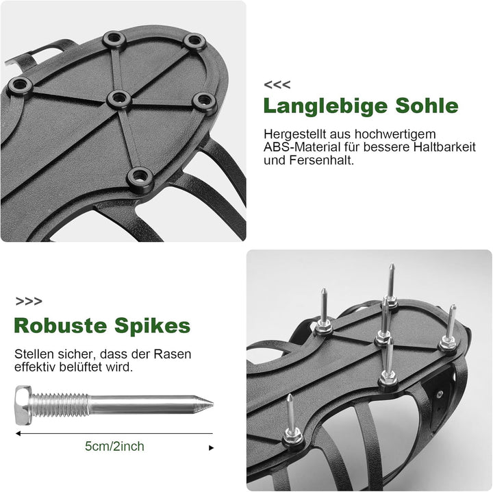 Nagelschuhe, Rasenlüfter Schuhe mit 22 Stahlspikes für Aerating Boden, Rasenbelüfter Schuhe Aerifizi