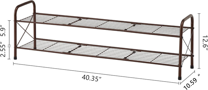 Hoctieon Schuhregal im Netz-Stil mit 2 Ebenen, Schuhregal für den Eingangsbereich, Schuhaufbewahrung