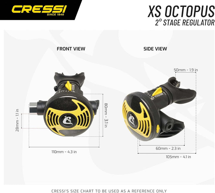 Cressi Octopus zum Tauchen - Premium Octopus mit gelber Röhre XS, XS