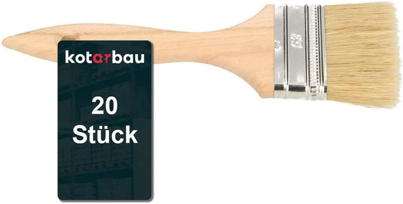 KOTARBAU® Farbpinsel Mit Holzgriff 63 mm 20 St. Alle Grössen Flachpinsel Beizen Lasur Farben Malerpi