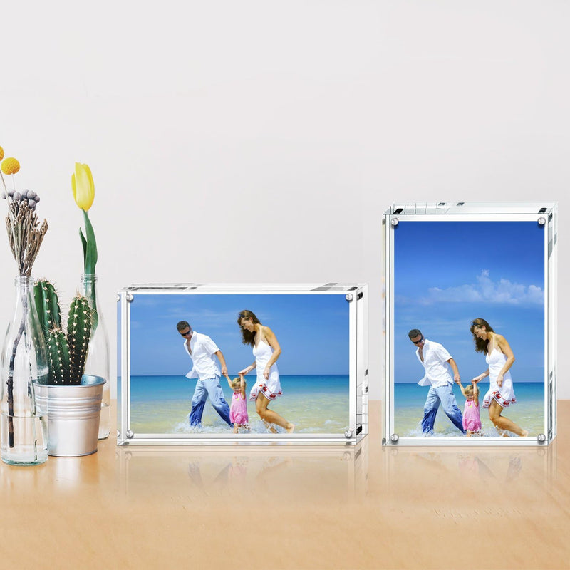 AMEITECH Acryl Bilderrahmen, 9x13 cm transparent, doppelseitig magnetisch Bilderrahmen, Desktop rahm