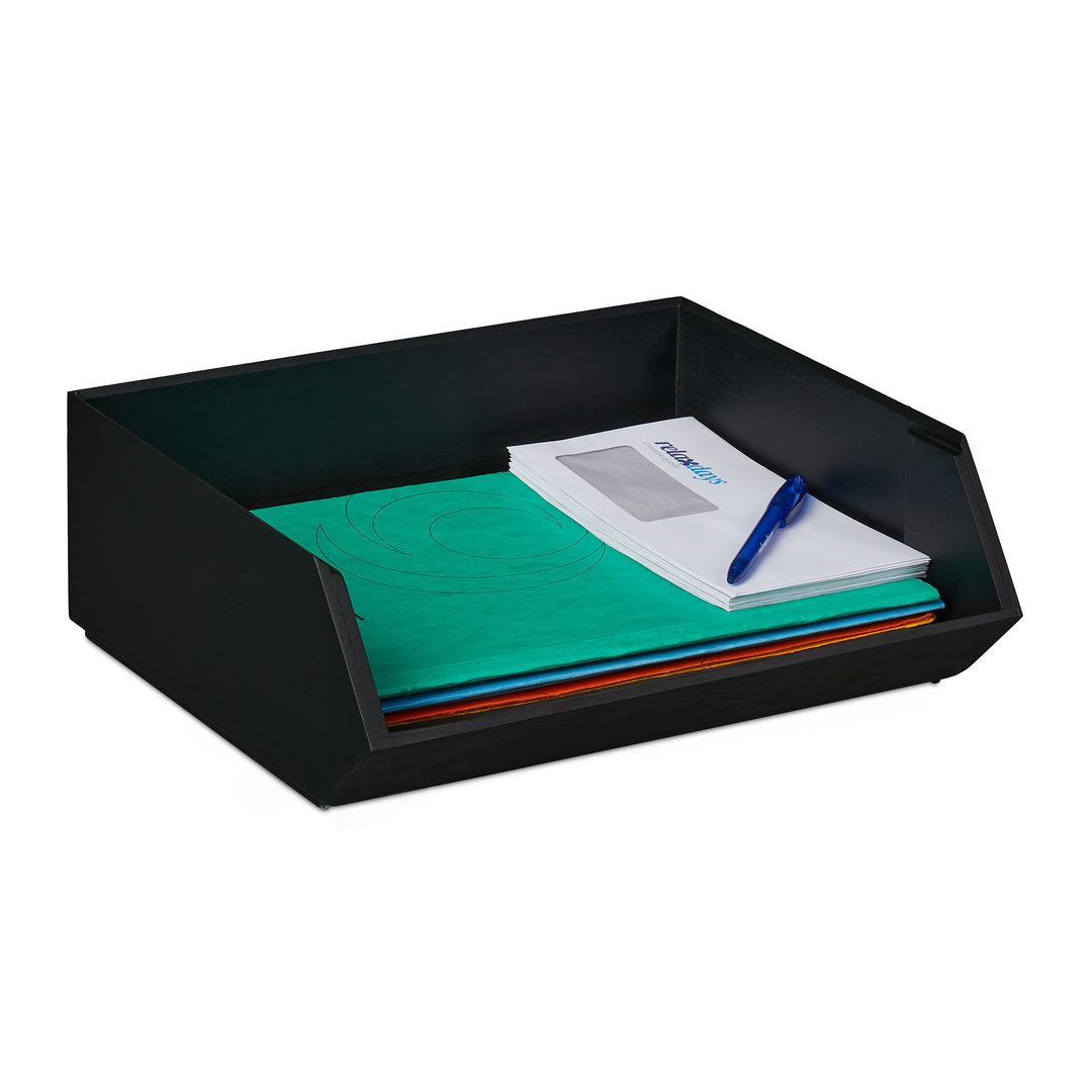 Relaxdays Schreibtischorganizer, 1 Fach, Bambusbox stapelbar, multifunktional, HxBxT: ca. 12,5 x 35
