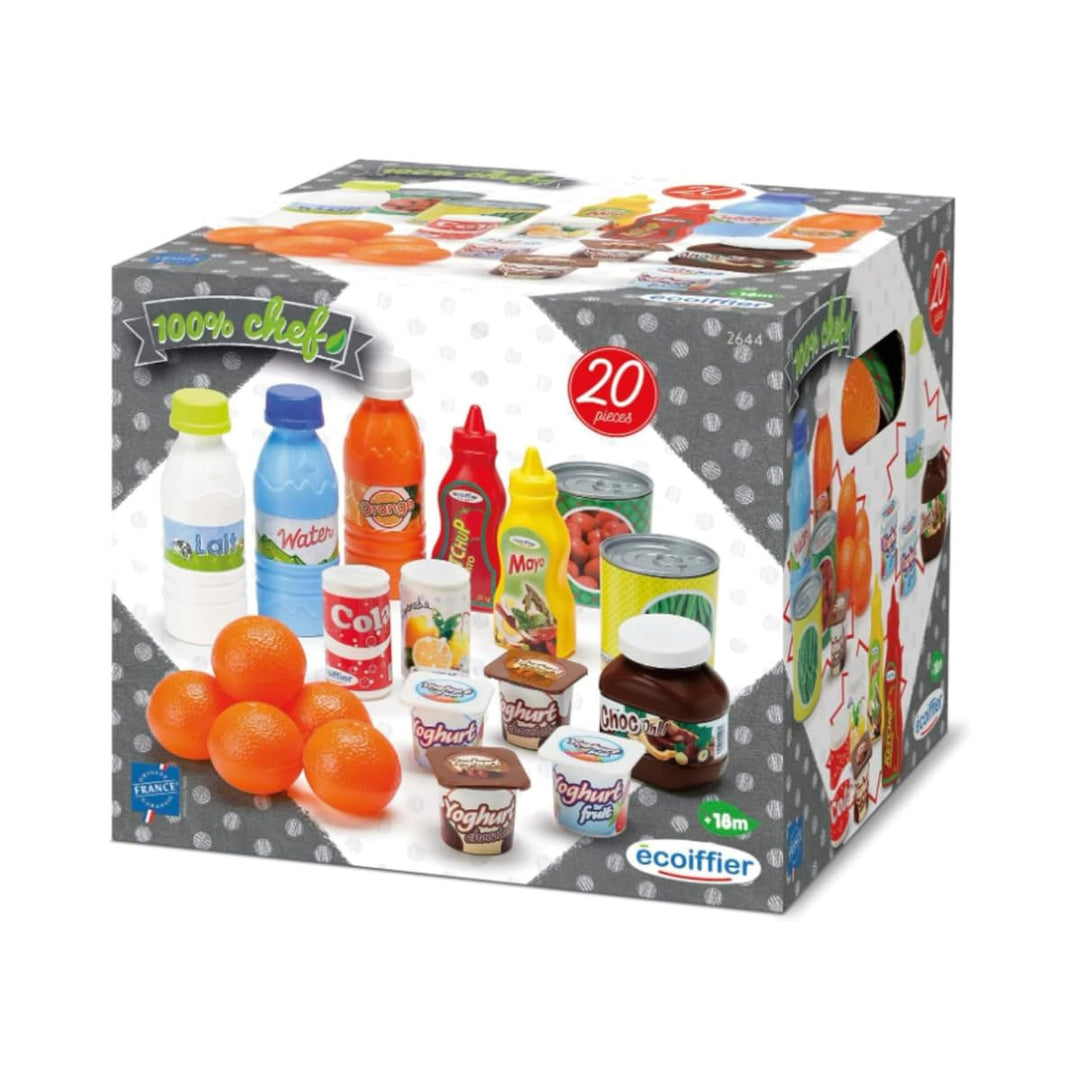 Ecoiffier Spielzeug - 2644 - Pack Drive 100 % Chef - Lebensmittel-Imitationen für Kinder - 20 Teile