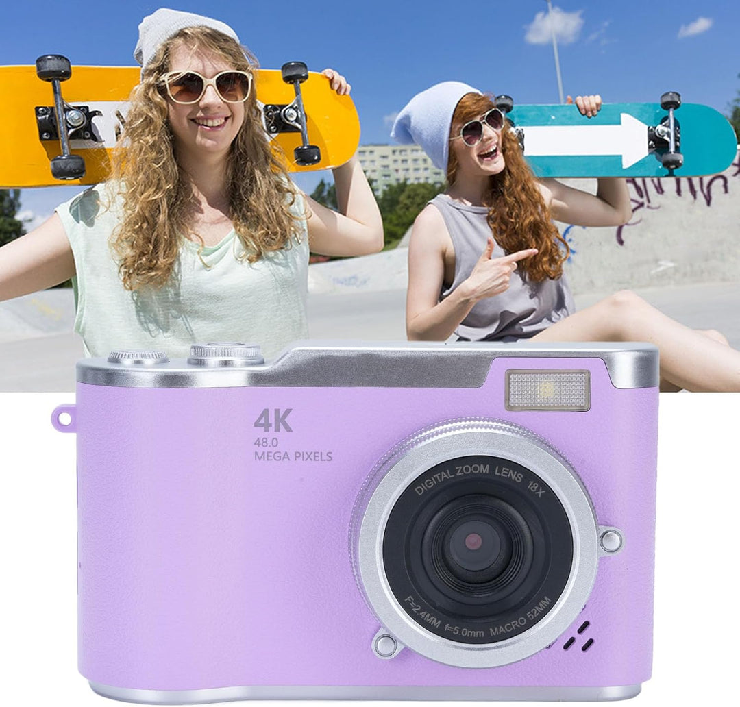 Zunate 48MP 1080P Digitalkamera, Autofokus Vlogging Kamera mit 2.4" Flip Screen und 18X Zoom, eingeb