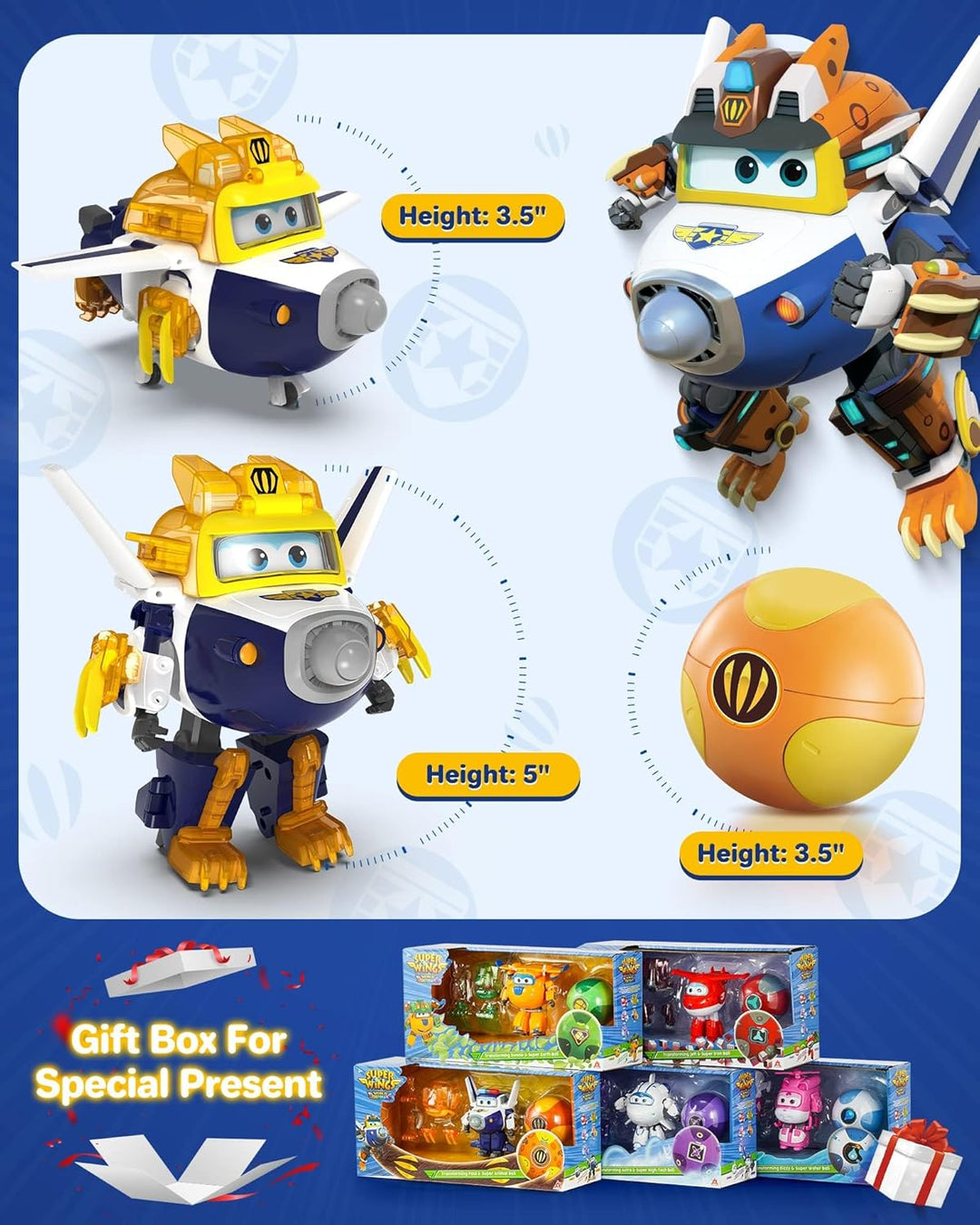 Super Wings EU760965 - Transforming Paul & Animal Power Ball, ca. 12,7 cm grosse verwandelbare Spiel