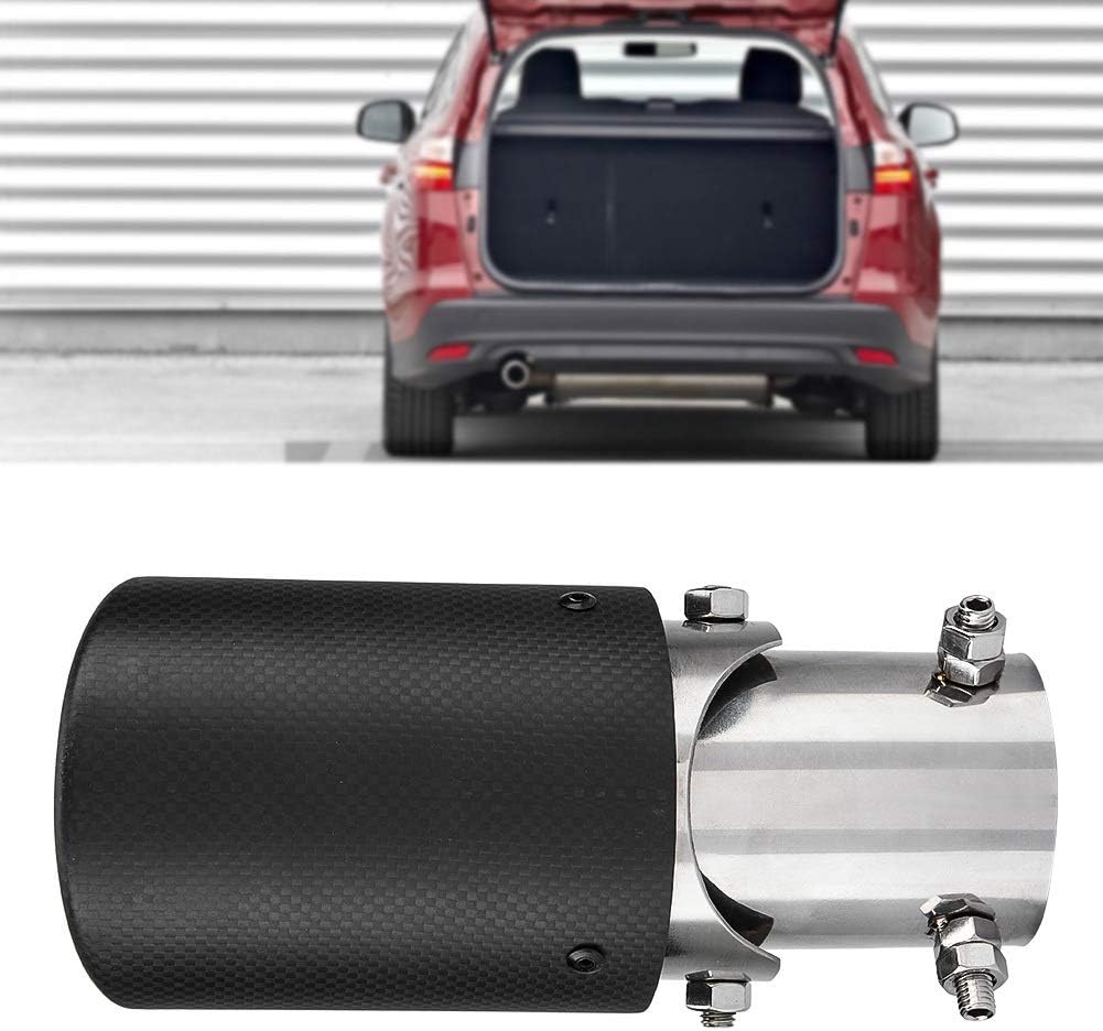 VOBOR Universell Auto Auspuffblenden,Schwarz 40-54mm Carbon Verstellbar Einzelauslass Auspuffblende,