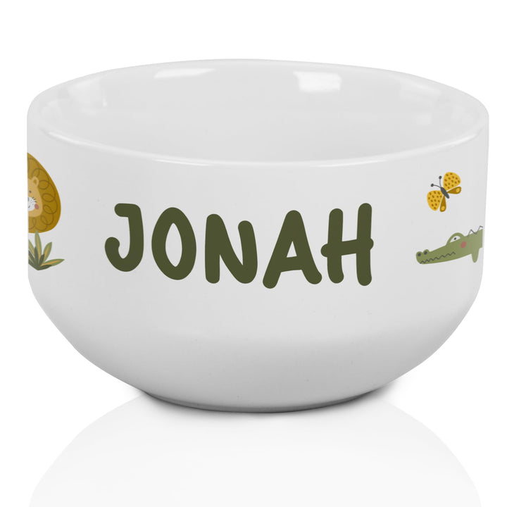 GRAZDesign Müslischale mit Name Dschungel Safari Tiere Kinder Schale personalisiert Keramik