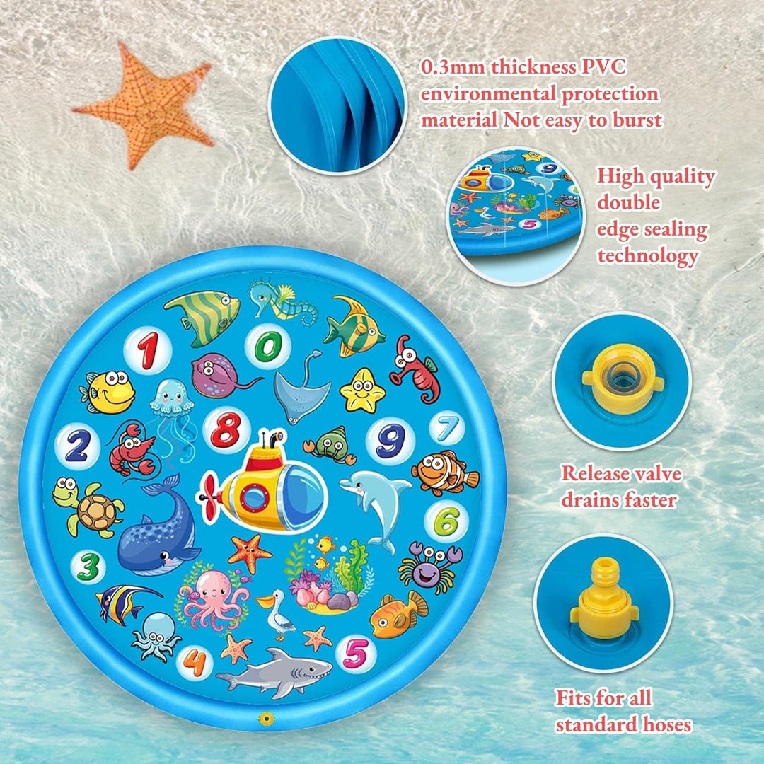 Sommer Sprinkler Wasserspielmatte 170 cm, Grosses Runden Aufblasbar Splash Spielmatte, Outdoor Somme