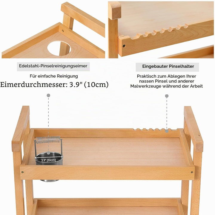 MEEDEN Kunstwagen Speicherorganisator, 3-stöckiger Rollbarer Studiowagen mit Lenkrollen, Multifunkti