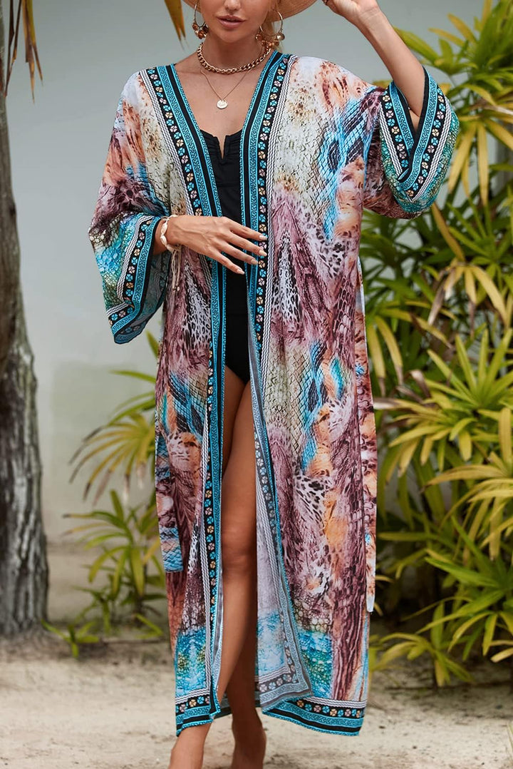 YouKD Damen Bohemian Cardigan Maxikleid Strand Vertuschung Robe Lange Kimono Robs One Size Einheitsg