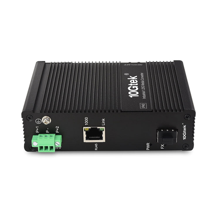 10Gtek Gigabit 1.25G Industrial IP40 Media Converter, (w/ 20-km SFP transceiver), G0101i, DIN-Rail M