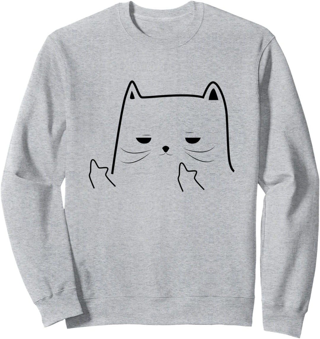 Lustige erwachsene Humor Katze Mittelfinger Mem Sweatshirt