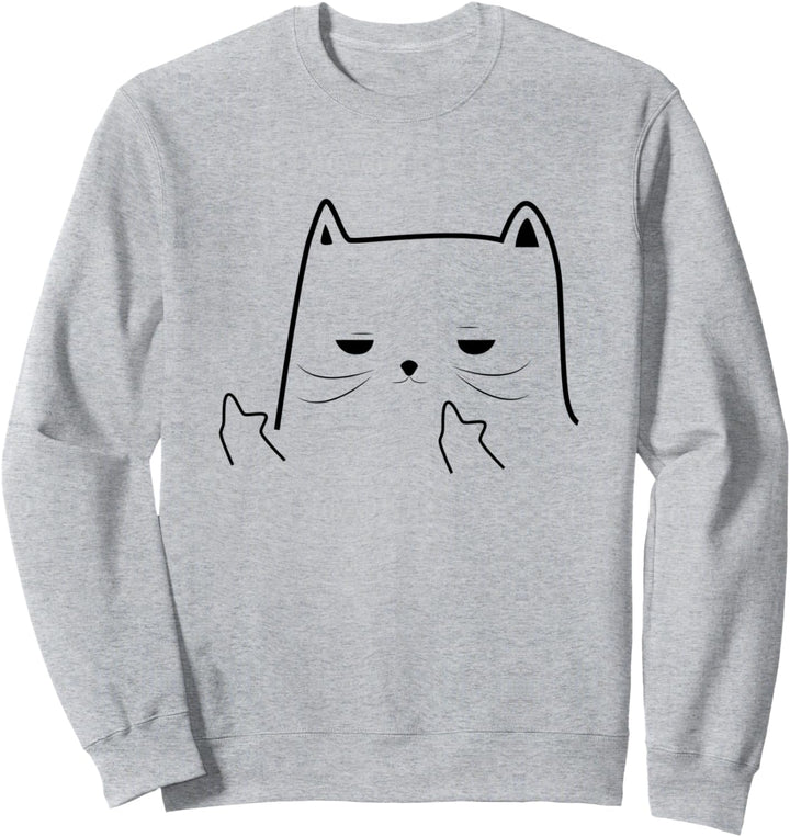 Lustige erwachsene Humor Katze Mittelfinger Mem Sweatshirt
