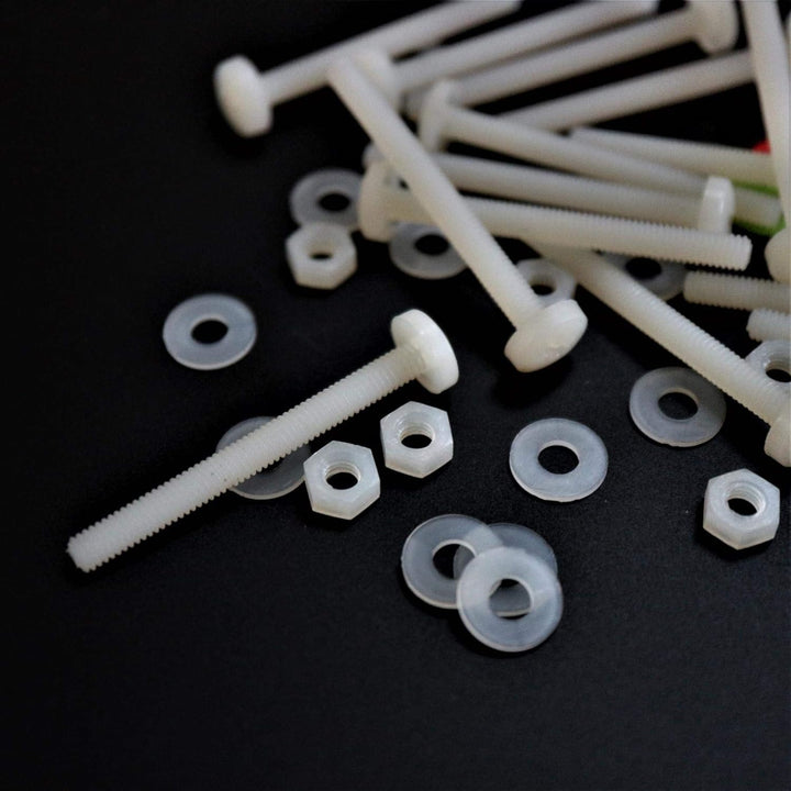 50 x Nylon Flachkopf-, Kreuzkopf-Kunststoff- Maschinenschrauben, M4 x 40mm, Kunststoffschrauben, Mut