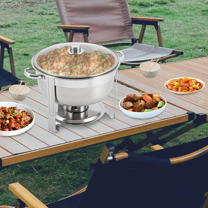 Edelstahl Chafing Dish, 8.5L Speisenwärmer, Warmhaltebehälter Suppentopf, Runde Edelstahl Chafing Di