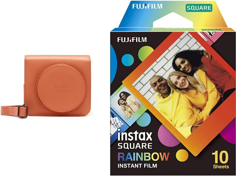 instax Kameratasche Square SQ 1 Tasche in Terracotta orange & Square Film Rainbow für 10 Aufnahmen