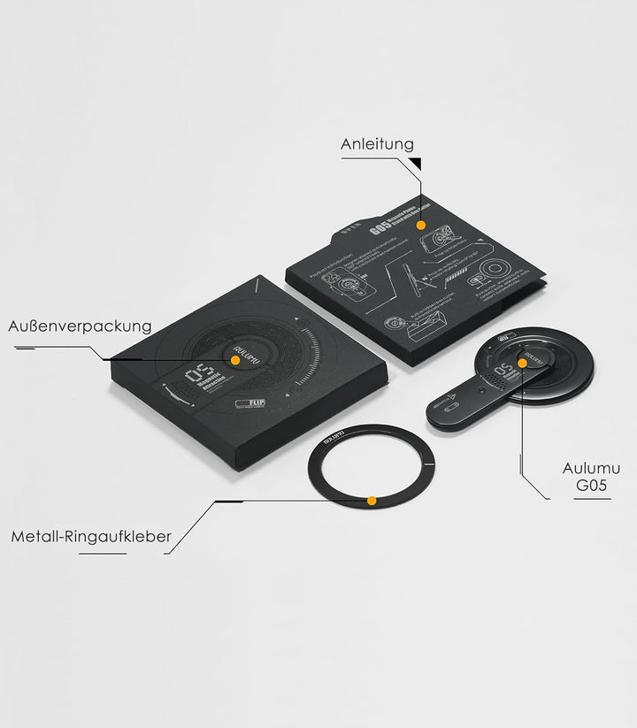 Aulumu G05 Magnetisch Phone Ständer Grip | Abnehmbarer, 360° Verstellbarer Handy-Kickstand mit Karto