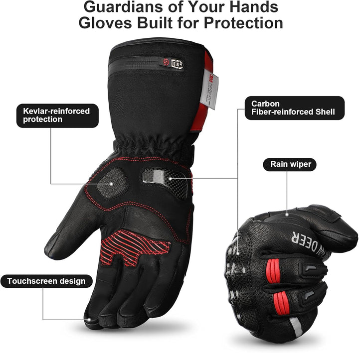 SNOW DEER Beheizte Handschuhe,Motorrad Handschuhe,Wiederaufladbarem Lithium Akku Skifahren Fausthand