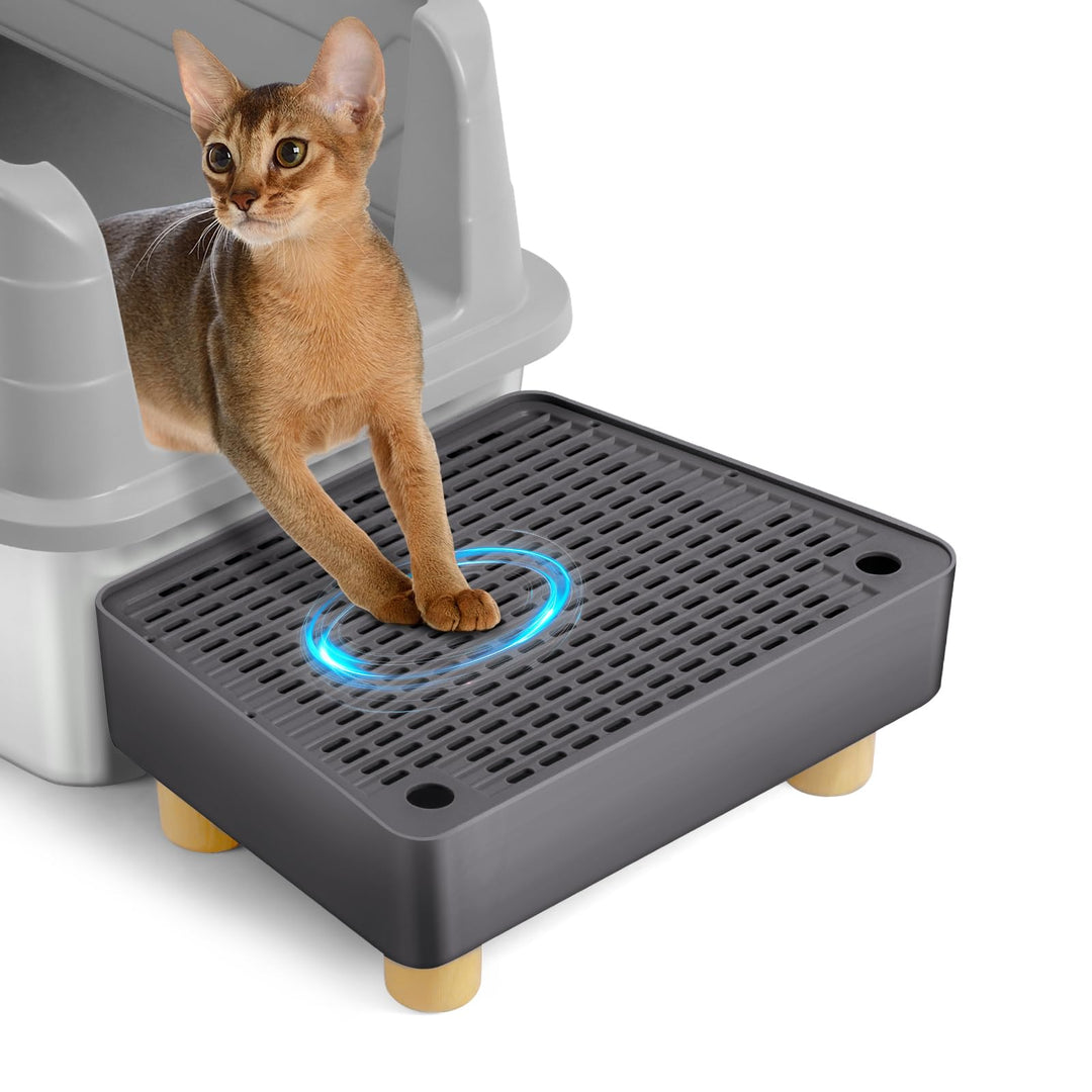 Katzentoilettenrampe, Katzen Treppen &amp; Stufen mit Holzfüsse Filterfunktion, leicht zu reinigender Ti