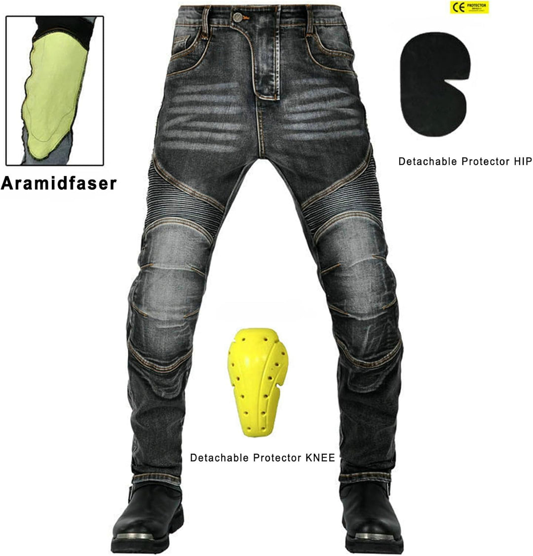 GEBIN Motorradhose Herren, Motorrad Jeans Herren mit Protektoren, Aramidfaser Jeans Herren Motorrad,