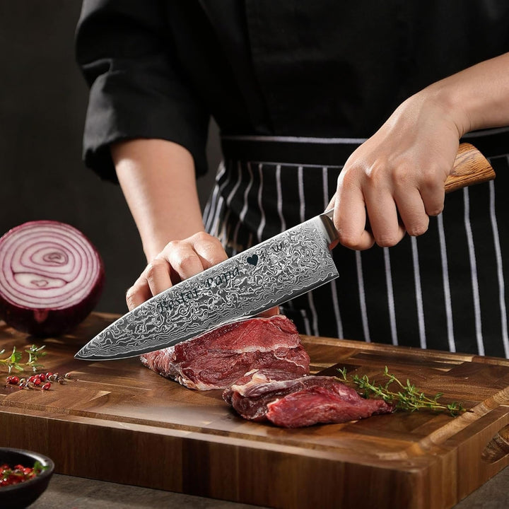 Wakoli EDIB Pro Damast Chefmesser mit Gravur – Personalisiertes Messer, 20cm Klinge aus 67 Lagen Dam
