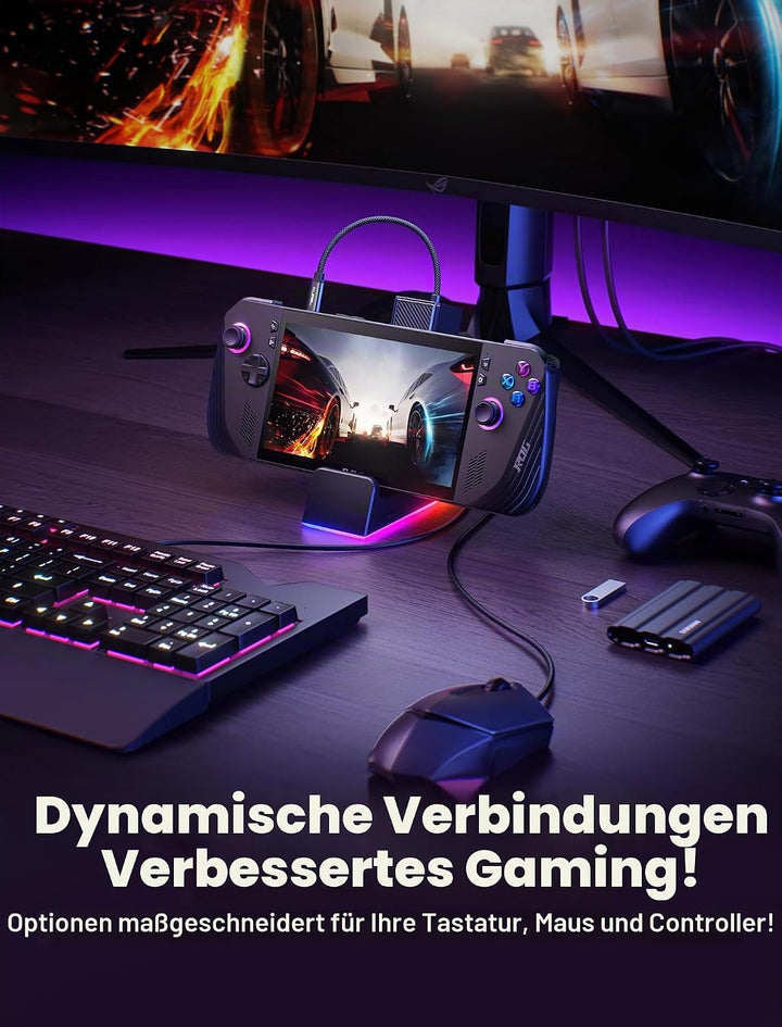 JSAUX Dockingstation für ROG Ally X/ROG Ally/Steam Deck/Legion Go 7-in-1 Dock für ROG Ally X mit RGB
