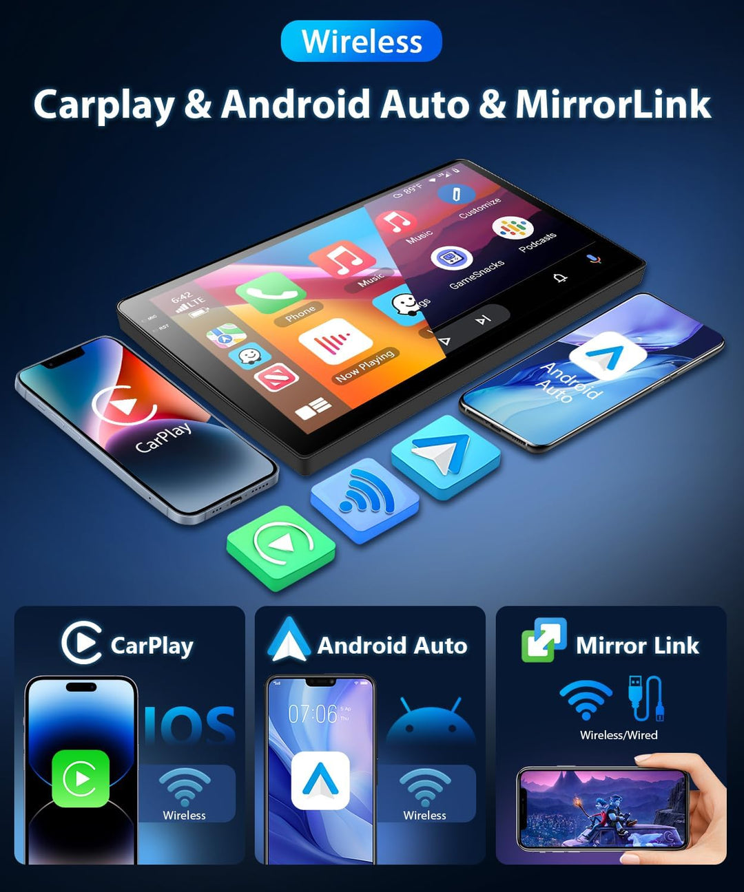 4GB+64GB Autoradio für FIAT Scudo 2024 mit Wireless Carplay/Android Auto, 10 Zoll Car Stereo mit GPS