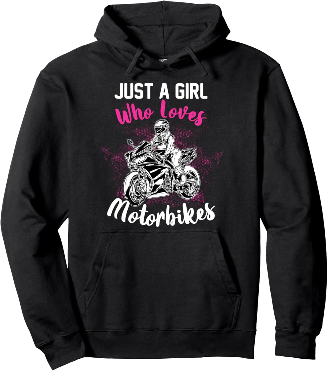 Just A Girl Who Loves Motorbikes Lustiges Motorrad Fahrerin Pullover Hoodie
