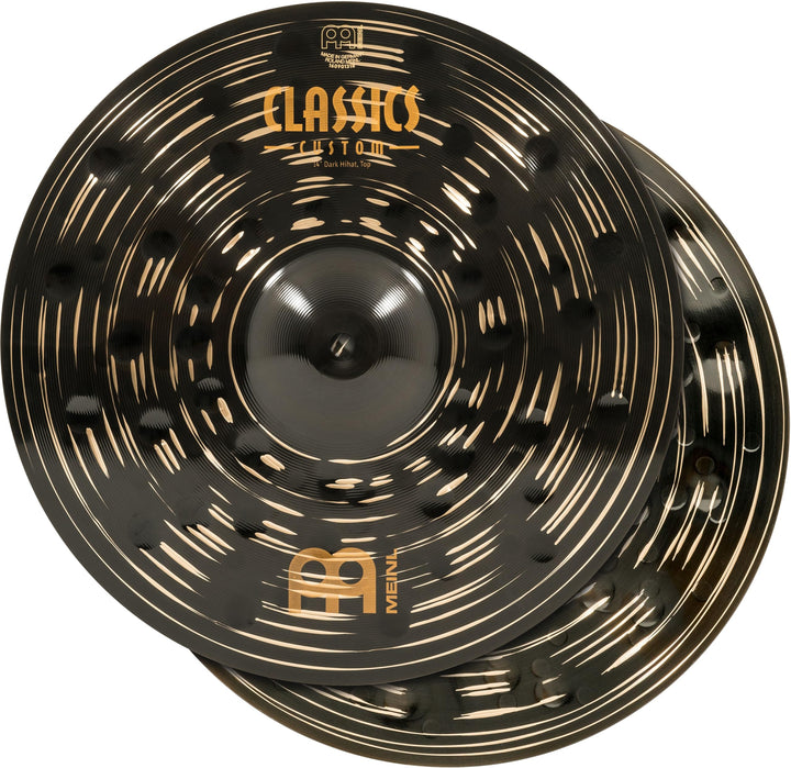 Meinl Cymbals Classics Custom Dark Hihat 14 Zoll (Video) Schlagzeug Becken – Paar – (35,56cm) B12 Br