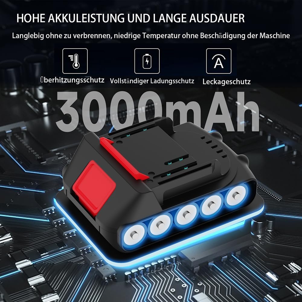 Akku-Farbsprühsystem mit 2 x 3.0AH Akku, Ersatz für Makita 18V Akku, 1000ml Abnehmbarer Behälter, 3