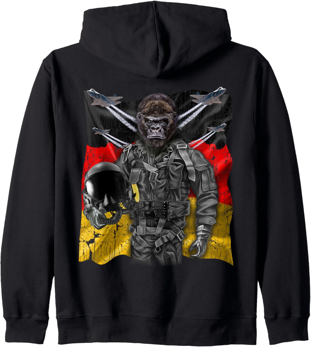 Gorilla als Kampfpilot mit deutscher Flagge Kapuzenjacke