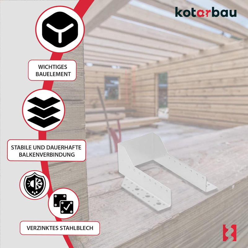 KOTARBAU® 10er Set Balkenschuh Typ A 100 mm Holzbalkenverbinder Balkenverbinder Verbinder für Baukon