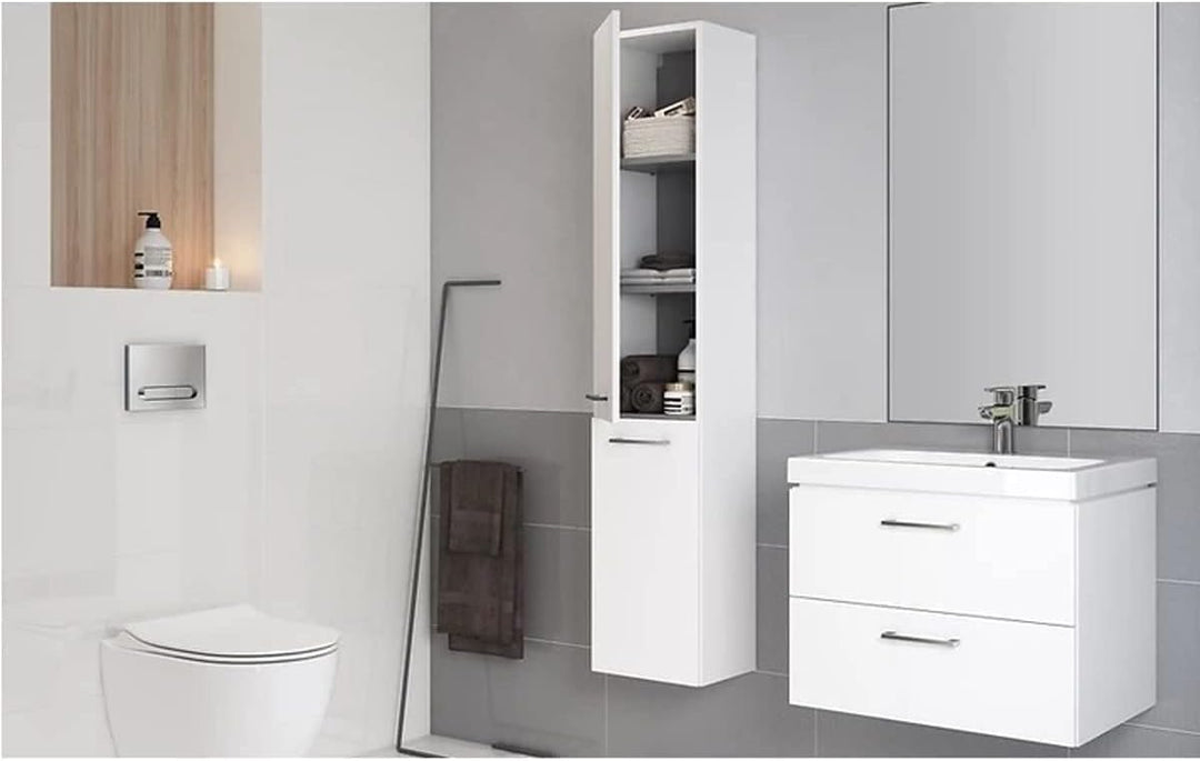 VBChome Waschbecken mit Unterschrank 50 cm mit Armatur und Pop Up ventil 2 Schubladen Weiss Badmöbel