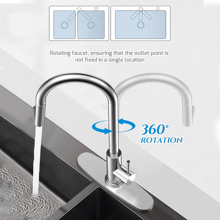Wasserhahn Küche mit Abnehmbare Basis, Küchenarmatur Ausziehbar Mischbatterie Küche, Edelstahl Heiss