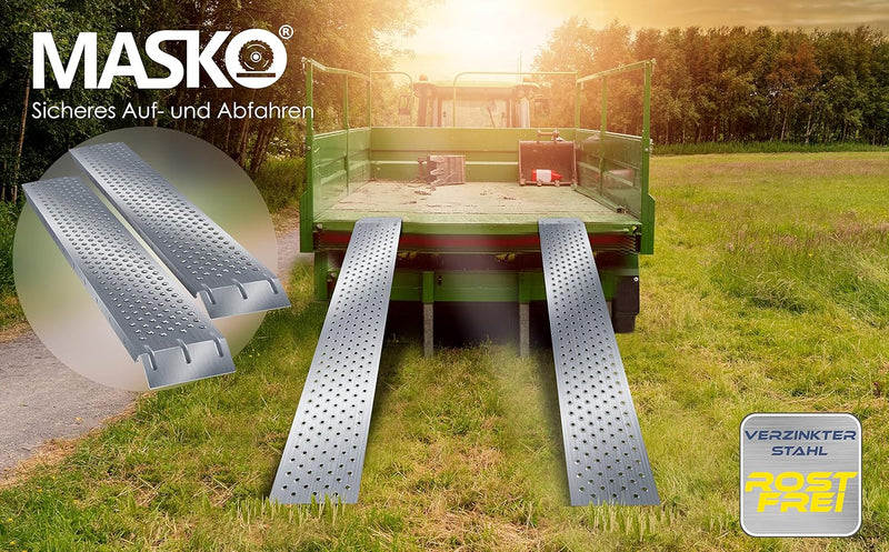 MASKO® 2X Auffahrrampe | Verladerampe | Verladeschiene | verzinkter Stahl | Antirutsch | 200kg* Pro