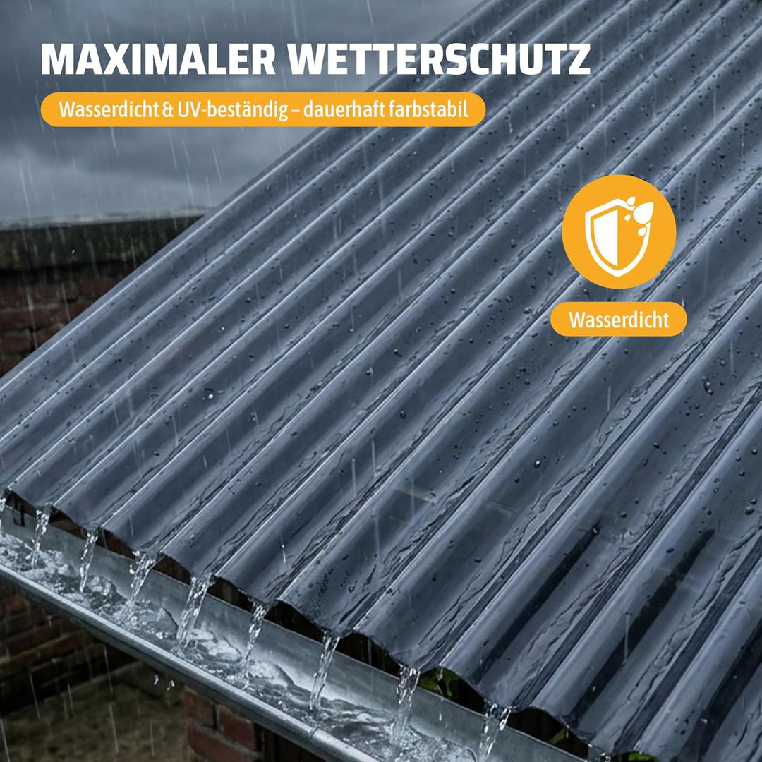 Thanaddo Wellplatten Anthrazit, 22er Set Wellplatte Dach Kunststoff Welldach mit Schrauben, wetterfe