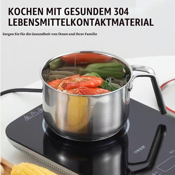 Edelstahl Milchtopf mit Deckel, 1.25L Kochtopf Induktion mit Griff, Simmertopf Puddingtopf, Milchtop