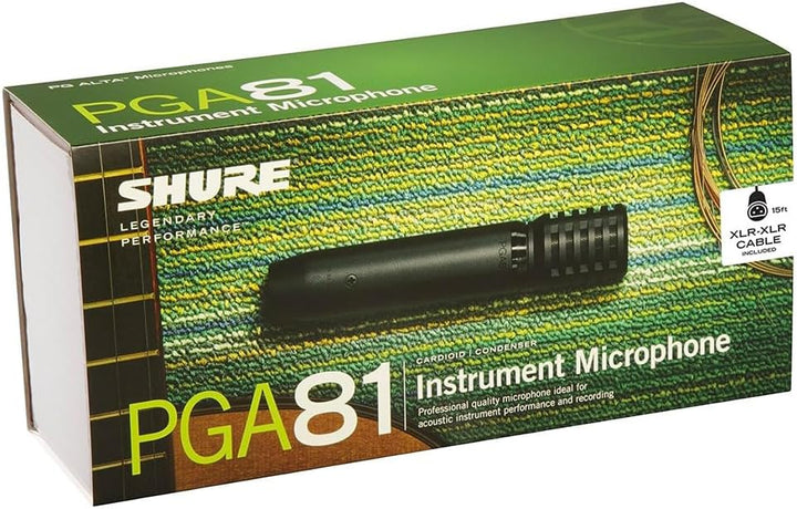 Shure Dynamisches Instrumentenmikrofon mit Nierencharakteristik, inkl. XLR-Kabel, PGA81-XLR, Schwarz