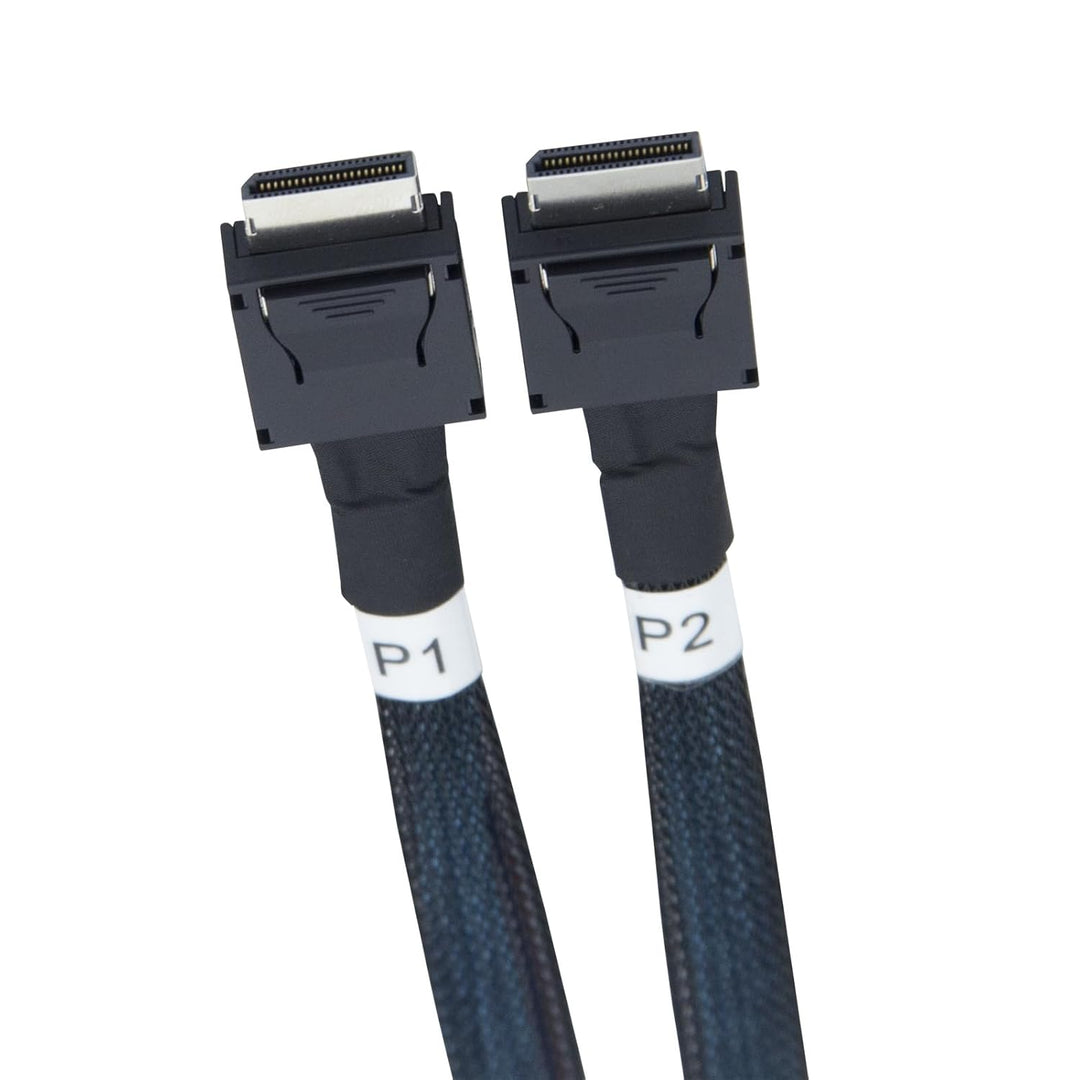 SlimSAS(SFF-8654 8i,74pin) to 2x Oculink(SFF-8611,38pin), PCIe4.0 Gen4 cable assembly, 85-Ohm, 0.8m